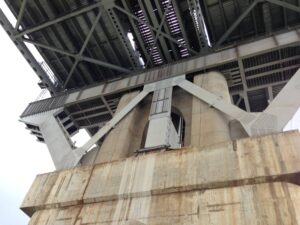 Construction site of under the Huey P Long Bridge